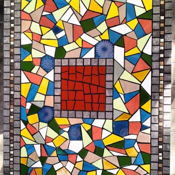 Sculpture intitulée "Tavolo mosaicato 80…" par Roberto Rubiola, Œuvre d'art originale, Mosaïque