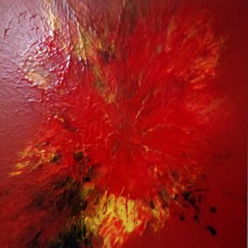 Ζωγραφική με τίτλο "Le volcan" από Robin Dubois (le CHAT), Αυθεντικά έργα τέχνης, Ακρυλικό Τοποθετήθηκε στο Ξύλινο φορείο σκ…