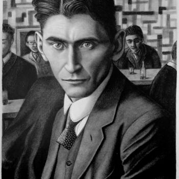 Dibujo titulada "Franz Kafka" por Roby Bí, Obra de arte original, Grafito