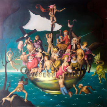Peinture intitulée "Voyages Selon Gulli…" par Alfonso Rocchi, Œuvre d'art originale, Huile