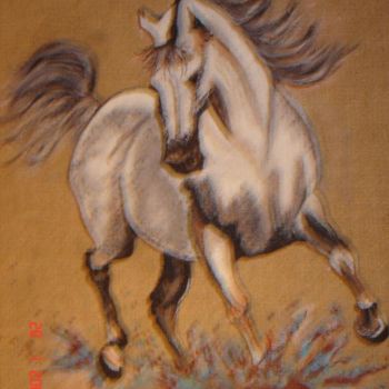 Painting titled "le galop" by Véronique Roche, Original Artwork