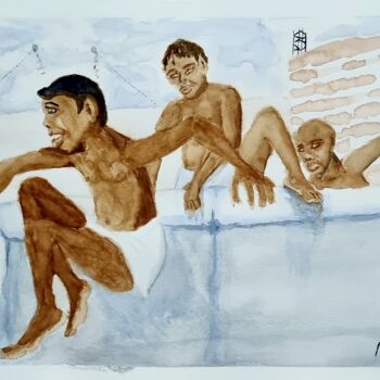 Schilderij getiteld "Caixa d'água" door Rogério Morais, Origineel Kunstwerk, Aquarel