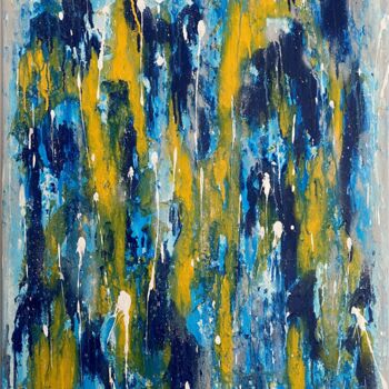 Картина под названием "Yellow sun" - Romain Bellet, Подлинное произведение искусства, Акрил Установлен на Деревянная рама дл…