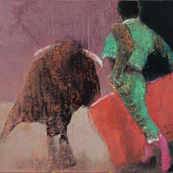 Painting titled "Bullfighting" by Roman Naiden, Original Artwork, Oil