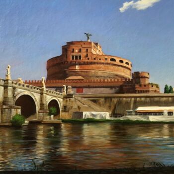 Malarstwo zatytułowany „Castel Sant`Angelo” autorstwa Roman Yashin, Oryginalna praca, Olej