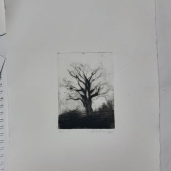 Impressões e gravuras intitulada "Petit arbre gravure…" por Romana, Obras de arte originais, Gravação