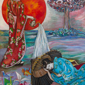 Painting titled "THE SUN ON HIROSHIMA" by Romina Rosati, Original Artwork, Acrylic