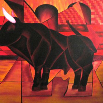 Peinture intitulée "Toro Bravo" par Romuald Canas Chico, Œuvre d'art originale, Huile