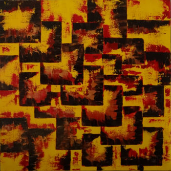 Painting titled "Abstraccion de amar…" by Romuald Canas Chico, Original Artwork, Oil