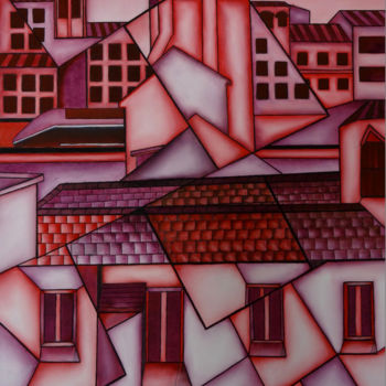Картина под названием "Vue de mon atelier…" - Romuald Canas Chico, Подлинное произведение искусства, Масло