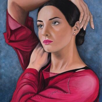 Painting titled "Bailarina" by Rosa M Fernández, Original Artwork, Oil