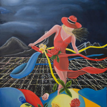 제목이 "Moon Dance"인 미술작품 Rmprotopapa로, 원작, 기름 나무 들것 프레임에 장착됨