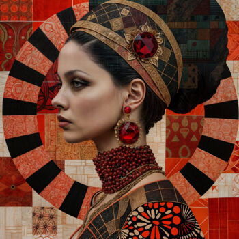 Digital Arts titled "„Eleganz in Rot“" by Rosa Piazza, Original Artwork, Digital Painting