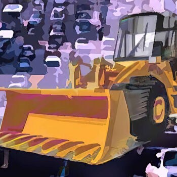 Arte digital titulada "Bulldozer in Traffi…" por Rose Marinelli, Obra de arte original, Collages digitales