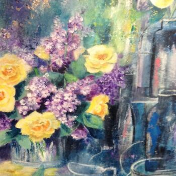 Painting titled "Bouquet de printemps" by Roseline Chesserond, Original Artwork, Acrylic