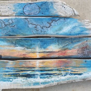 绘画 标题为“Voyage en mer 3” 由Roselyne Rollant (Evarose), 原创艺术品, 丙烯 安装在木板上