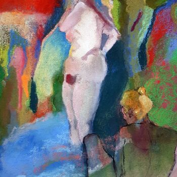 Peinture intitulée "The bath" par Rosemay Dahan, Œuvre d'art originale, Pastel