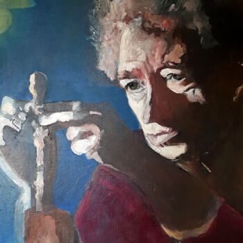 Painting titled "Alberto Giacometti" by Rosemay Dahan, Original Artwork, Acrylic