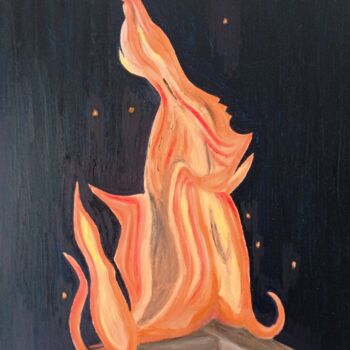 Pintura intitulada "El fuego" por Roser Solà, Obras de arte originais, Óleo