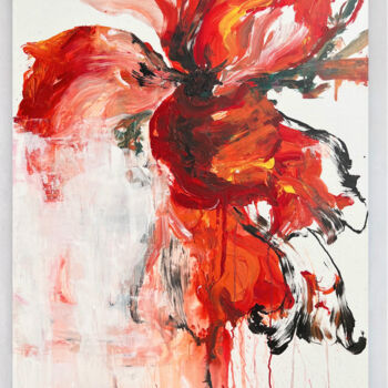 Pintura titulada "Orange flower 2" por Rosi Roys, Obra de arte original, Acrílico