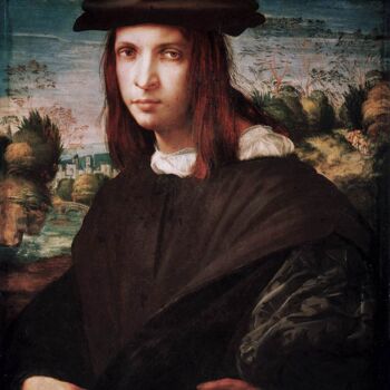 Schilderij getiteld "Portrait d'un jeune…" door Rosso Fiorentino, Origineel Kunstwerk, Olie