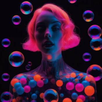数字艺术 标题为“Latex Bubbles Girl…” 由Rouge De Joie, 原创艺术品, AI生成的图像