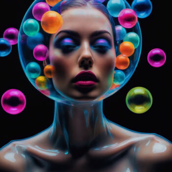 数字艺术 标题为“Latex Bubbles Girl…” 由Rouge De Joie, 原创艺术品, AI生成的图像
