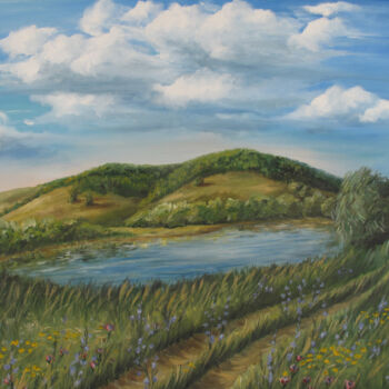 Painting titled "Open spaces of Bash…" by Roza Bronnikova, Original Artwork, Oil Mounted on Wood Stretcher frame