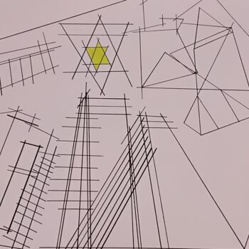 Disegno intitolato "Towers" da Rubin Kriel, Opera d'arte originale, Pennarello