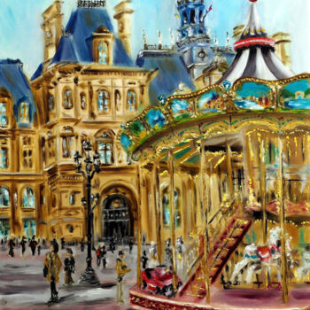 Peinture intitulée "The Streets of Paris" par Ruslana Levandovska, Œuvre d'art originale, Huile Monté sur Châssis en bois