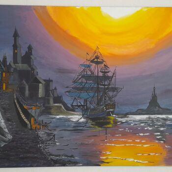 Pittura intitolato "Retour au port" da Rv...Art, Opera d'arte originale, Acrilico