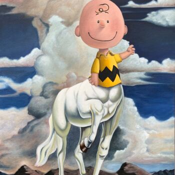 Ζωγραφική με τίτλο "Charlie Horse" από Ryan Rice, Αυθεντικά έργα τέχνης, Λάδι Τοποθετήθηκε στο Ξύλινο φορείο σκελετό