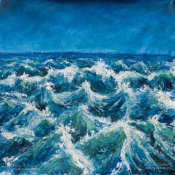 Pintura intitulada "Seascape oil painti…" por Rybakow Fine Art, Obras de arte originais