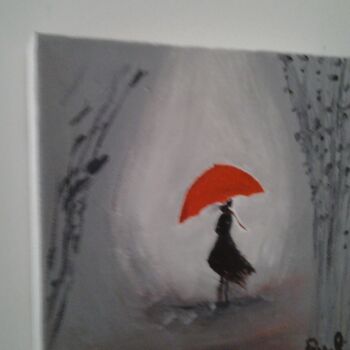 Malarstwo zatytułowany „Le parapluie rouge” autorstwa Rynne, Oryginalna praca, Akryl Zamontowany na Drewniana rama noszy