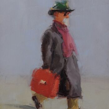 Ζωγραφική με τίτλο "man with briefcase" από Saash, Αυθεντικά έργα τέχνης, Λάδι