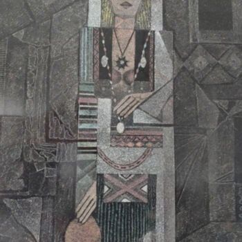 Estampas & grabados titulada "La femme albanaise" por Sabajete Doda, Obra de arte original, Grabado