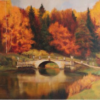 Peinture intitulée "le pont de Visconti" par Sabina Shvedova, Œuvre d'art originale, Huile Monté sur Châssis en bois