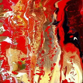Painting titled "Fiery" by Sabine Deluze, Original Artwork, Acrylic