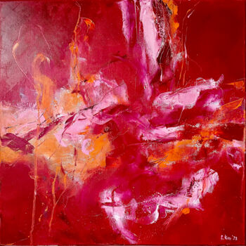 제목이 "Pink Champagne"인 미술작품 Sabine Kay로, 원작, 기름 나무 들것 프레임에 장착됨