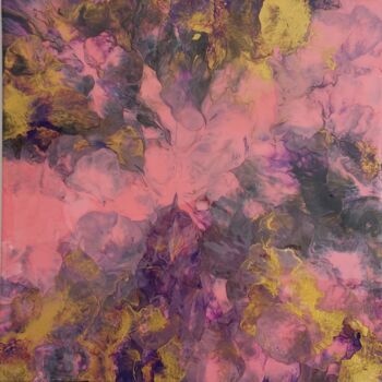 Картина под названием "Floraison Rose" - Sabine.Zao, Подлинное произведение искусства, Акрил Установлен на Деревянная рама д…