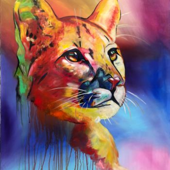 Painting titled "cougar" by Sabrina Seck, Original Artwork, Acrylic
