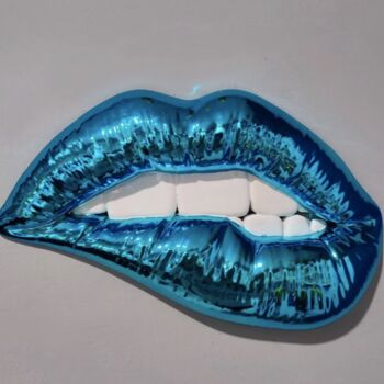 Sculpture titled "Mmmh...Blue" by Sagrasse, Original Artwork, Resin Mounted on Other rigid panel