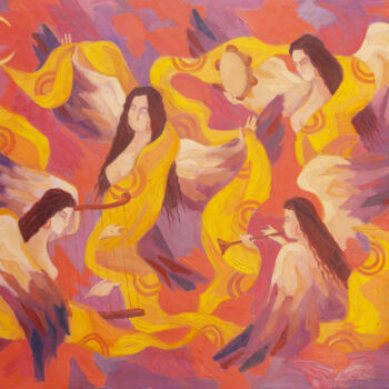 Pintura intitulada "Dance of Muses" por Said Shamirbaev, Obras de arte originais, Óleo Montado em Armação em madeira