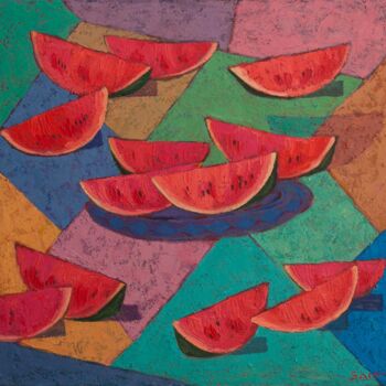 Peinture intitulée "Watermelon 2" par Said Shamirbaev, Œuvre d'art originale, Huile