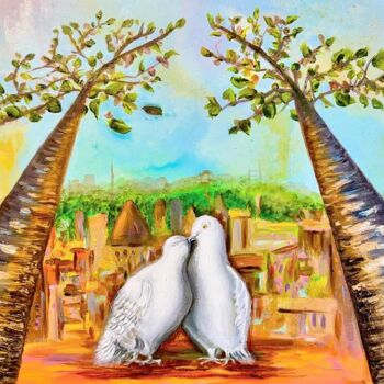 Pintura titulada "Still in Love, Dayt…" por Salma Motakef, Obra de arte original, Acrílico Montado en Bastidor de camilla de…