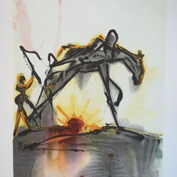 Impressões e gravuras intitulada "Le Cheval De Labeur" por Salvador Dali, Obras de arte originais, Litografia