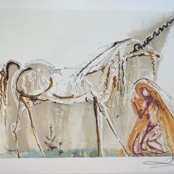 Отпечатки и Гравюры под названием "La Licorne" - Salvador Dali, Подлинное произведение искусства, Литография