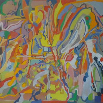 Painting titled "Abstracto I" by Salvador Velarde, Original Artwork, Tempera