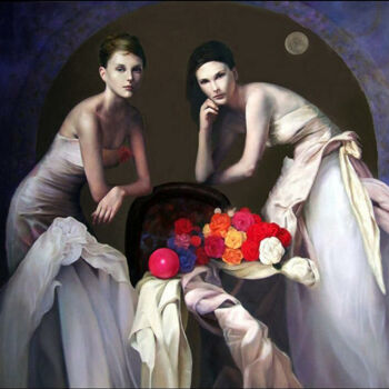 Peinture intitulée "le donne della rive…" par Salvatore Testa, Œuvre d'art originale, Huile
