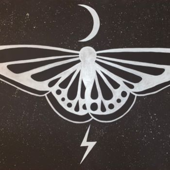 Malerei mit dem Titel "Lunar Moth" von Samantha Noel, Original-Kunstwerk, Acryl
